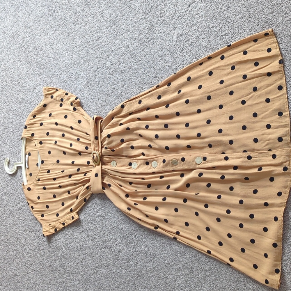 Mango Casual Polka Dot Belted Dress Size S